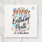 Étiquettes Cadeau Janvier Anniversaire Mois, Mois entier, Fête Anniv (Dos)