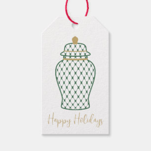 Étiquettes-cadeau Jar de gingembre vert, Noël chinois