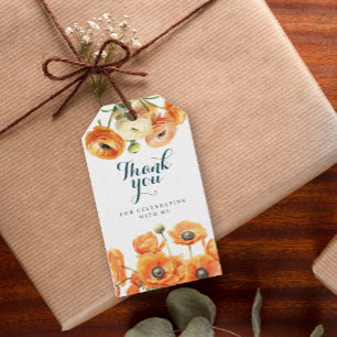 Étiquettes-cadeau Jardin blanc orange rustique Fête d'anniversaire