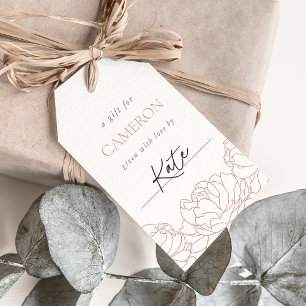Étiquettes-cadeau Jardin de pivoines Douche de fleurs de rose pous