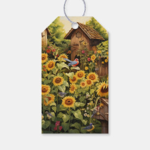 Étiquettes-cadeau Jardin de tournesol 12 Maisons d'oiseaux Oiseaux b
