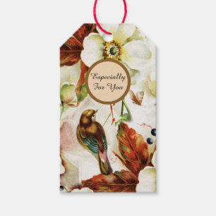 Étiquettes-cadeau Jardin des oiseaux de campagne fleurs vintages