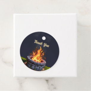 Étiquettes Cadeau Jardin Fire Pit Bonfire Cookout, Anniversaire BBQ