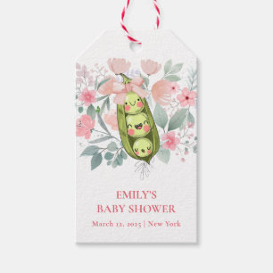 Étiquettes-cadeau Jardin Floral Rose Pois Doux Dans Baby shower Pod