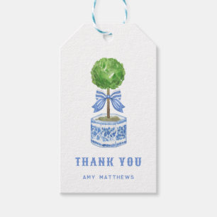 Étiquettes-cadeau Jardin opiaire en bambou Chinoiserie Merci
