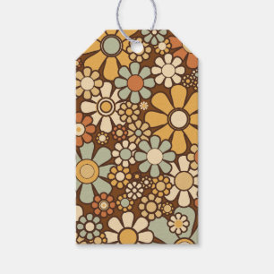 Étiquettes-cadeau Jardin rétro Fleurs de Chunky 60s les années 70 mo