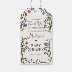 Étiquettes-cadeau Jardin Whimsical Doodle Baby shower Floral
