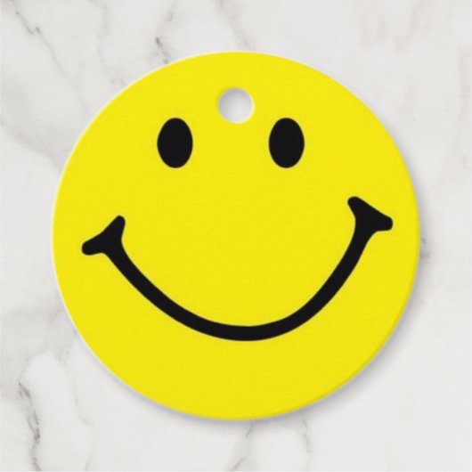 Étiquettes Cadeau Jaune brillant et joyeux visage souriant (Devant)