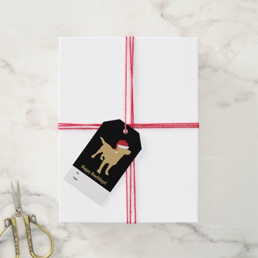 Étiquettes-cadeau Jaune Labrador Retriever À Santa Hat Christmas (Avec de la ficelle)