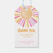 Étiquettes-cadeau Jaune rose Boho soleil fête d'anniversaire (Devant)
