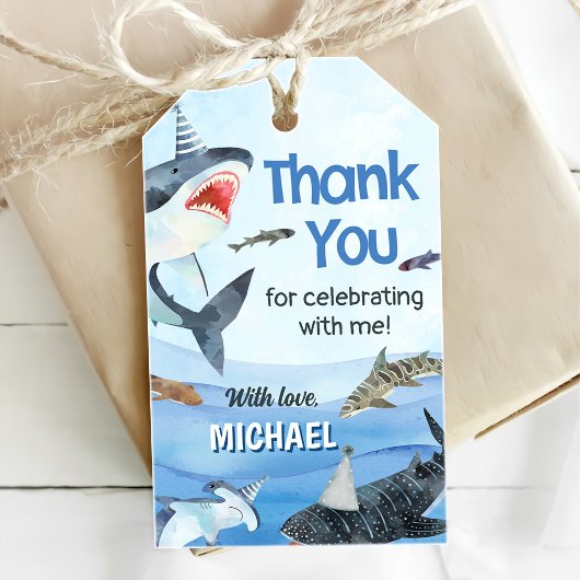 Étiquettes-cadeau Jawsome Requin sous la mer Anniversaire