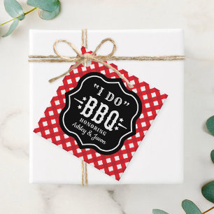Étiquettes Cadeau Je fais un mariage BBQ rouge à carreaux