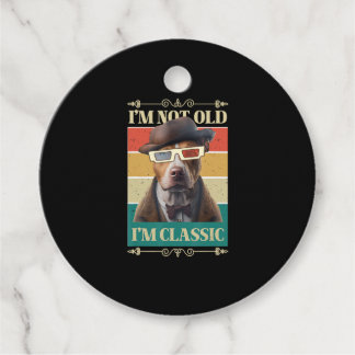 Étiquettes Cadeau Je ne suis pas Vieux Im Classic Pitbull Chien Retr