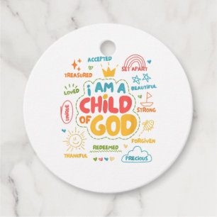 Étiquettes Cadeau Je suis un Enfant de Dieu Rétro chrétien Jésus Foi
