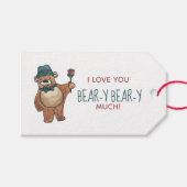 Étiquettes-cadeau Je t'aime Béatir beaucoup Teddy Bear Saint Valenti (Devant (Horizontal))