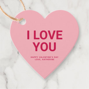 Étiquettes Cadeau Je t'aime coeur rose mignon Valentine's Day coutum