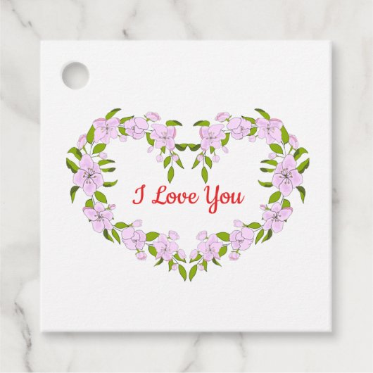 Étiquettes Cadeau Je t'aime Fleurs mignonnes (Devant)