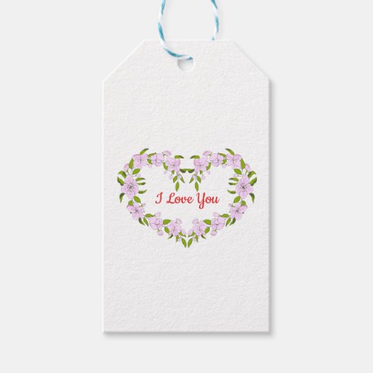 Étiquettes-cadeau Je t'aime fleurs mignonnes (Devant)