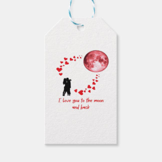 Étiquettes-cadeau Je t'aime jusqu'à la lune et retour Citation d'amo