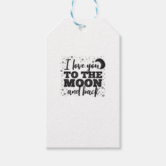 Étiquettes-cadeau Je t'aime jusqu'à la lune et retour, minimalisme s