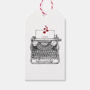 Étiquettes-cadeau Je t'aime Machine à écrire Vintage Saint Valen