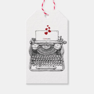 Étiquettes-cadeau Je t'aime Machine à écrire Vintage Saint Valen