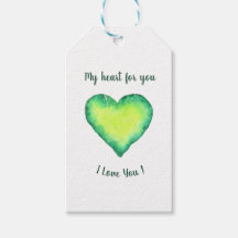 Je t'aime mignon Coeur Vert et Bleu Anniversaire