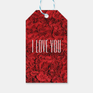 Étiquettes-cadeau Je t'aime sur un lit de Roses