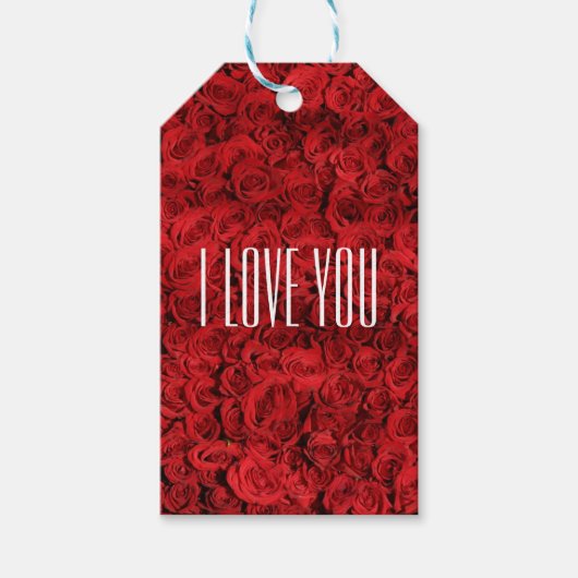 Étiquettes-cadeau Je t'aime sur un lit de Roses (Devant)