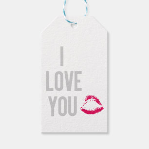 Étiquettes-cadeau Je t'aime Typographie Lèvres Rose Saint-Valentin