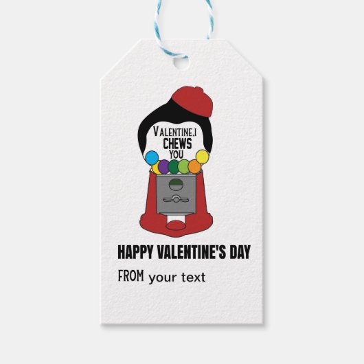 Étiquettes-cadeau Je te mâche Saint Valentin, Garçon Valentine (Devant)