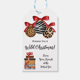 Étiquettes-cadeau Je vous souhaite un Noël sauvage ! Papier Cheetah,