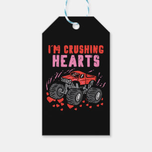 Étiquettes-cadeau J'écrase Coeurs Monster Truck Toddler Boys Valenti