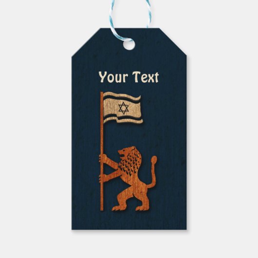 Étiquettes-cadeau Jerusalem Lion With Flag (Devant)