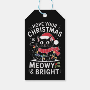 Étiquettes-cadeau J'espère que votre Noël est félin et lumineux Chat