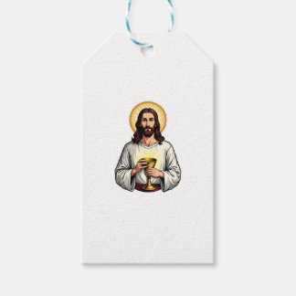 Étiquettes-cadeau Jesus Chalice Crest Vintage Engraving Shirt 2