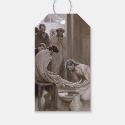 Étiquettes-cadeau Jésus Lave les pieds de ses disciples (Devant)