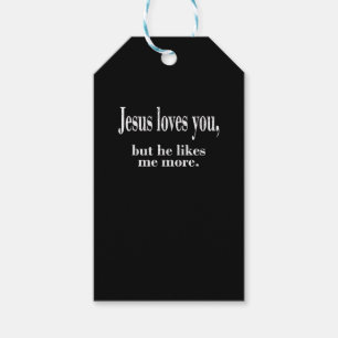 Étiquettes-cadeau Jésus t'aime mais il m'aime plus Playful Faith