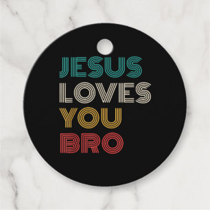Étiquettes Cadeau Jésus Vous Aime Bro, Drôle Foi Chrétienne Rétro