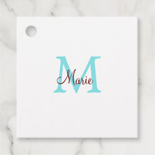 Étiquettes Cadeau jeté simple minimal ajouter nom monogramme rose ro