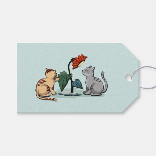 Étiquettes-cadeau Jeu de fleurs de délice d'été de chatons (Devant (Horizontal))
