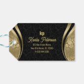 Étiquettes-cadeau Jeu d'oeil Or Noir Damas Lignes dynamiques 2 (Dos Horizontal)