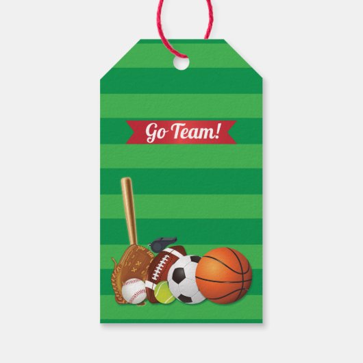 Étiquettes-cadeau Jeu Jour Sports Équipe Anniversaire (Dos)