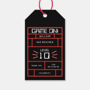 Étiquettes-cadeau Jeu vidéo Retro Arcade Neon Anniversaire de enfant
