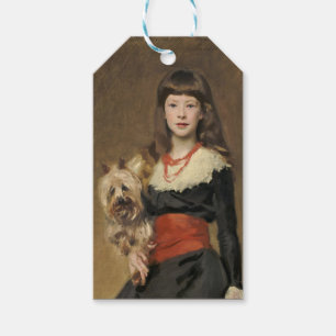 Étiquettes-cadeau Jeune Fille au Chien de Sargent Portrait de Beatri