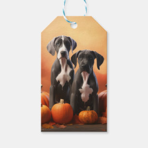 Étiquettes-cadeau Jeune Great Dane Automne Délice Citrouille