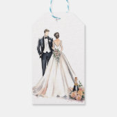 Étiquettes-cadeau Jeunes mariés mariage à l'aquarelle (Dos)