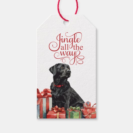 Étiquettes-cadeau Jingle All Way Black Lab Retriever Noël (Devant)
