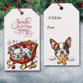 Étiquettes-cadeau Jingle All Way French Bulldog Père Noël Sleigh