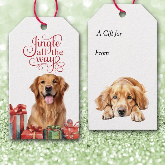 Étiquettes-cadeau Jingle All Way Golden Retriever Chien Noël